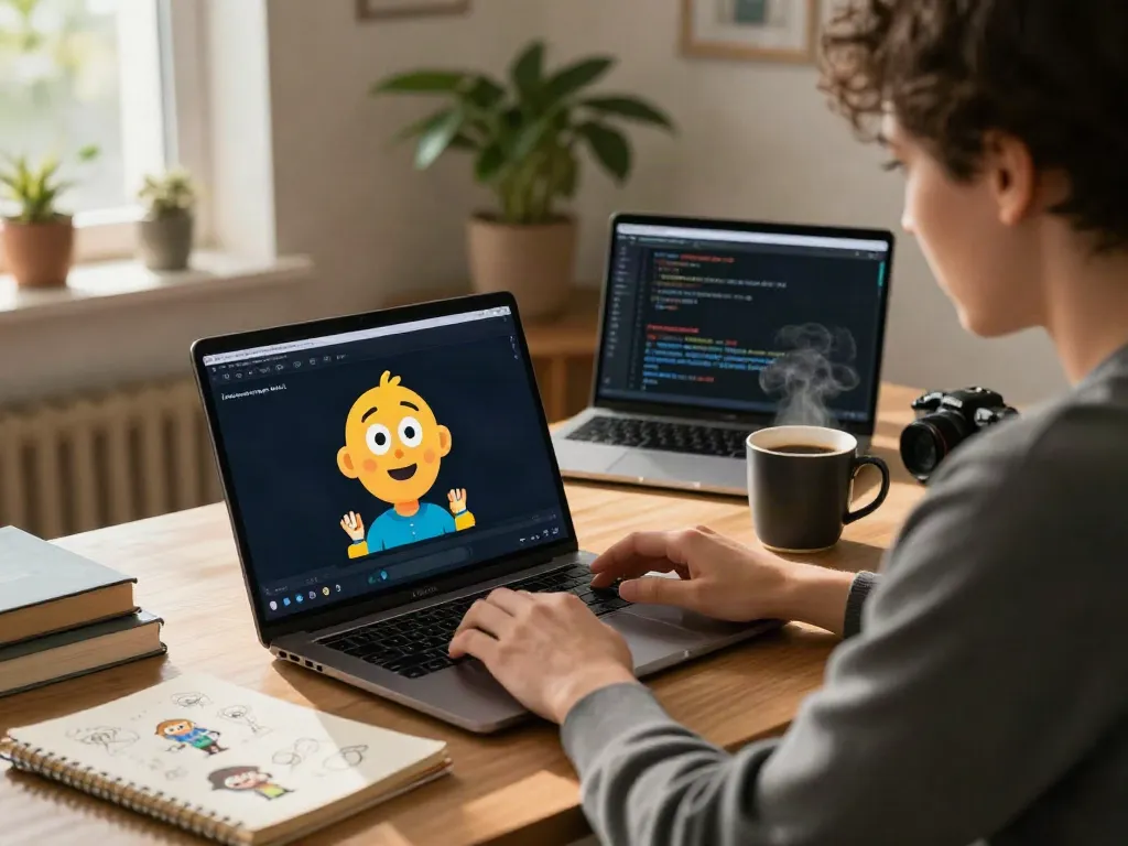 Interactive AI engagement on crushon.ai in a cozy home workspace.